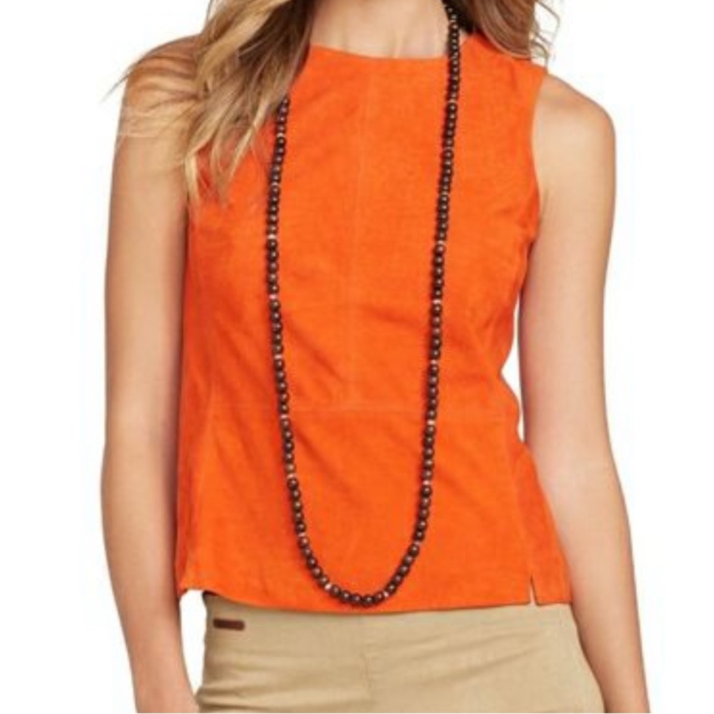 LAUREN Ralph Lauren Orange Soft Suede Sleeveless Tank